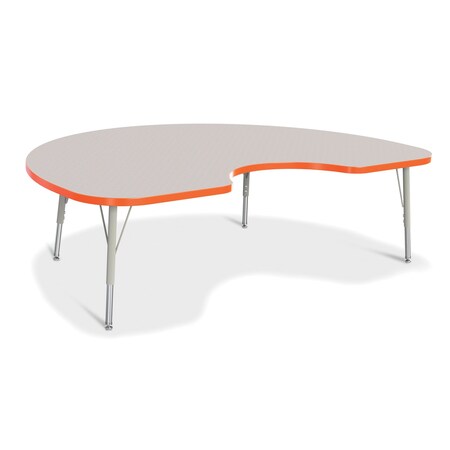 Jonti-Craft Berries Kidney Activity Table, 48 in. x 72 in., E-height, Freckled Gray/Orange/Gray 6423JCE114